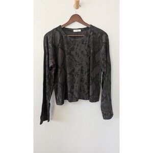 Rag & Bone Womens Cropped Snake Print Long Sleeve Tee Large Pima Cotton Grunge